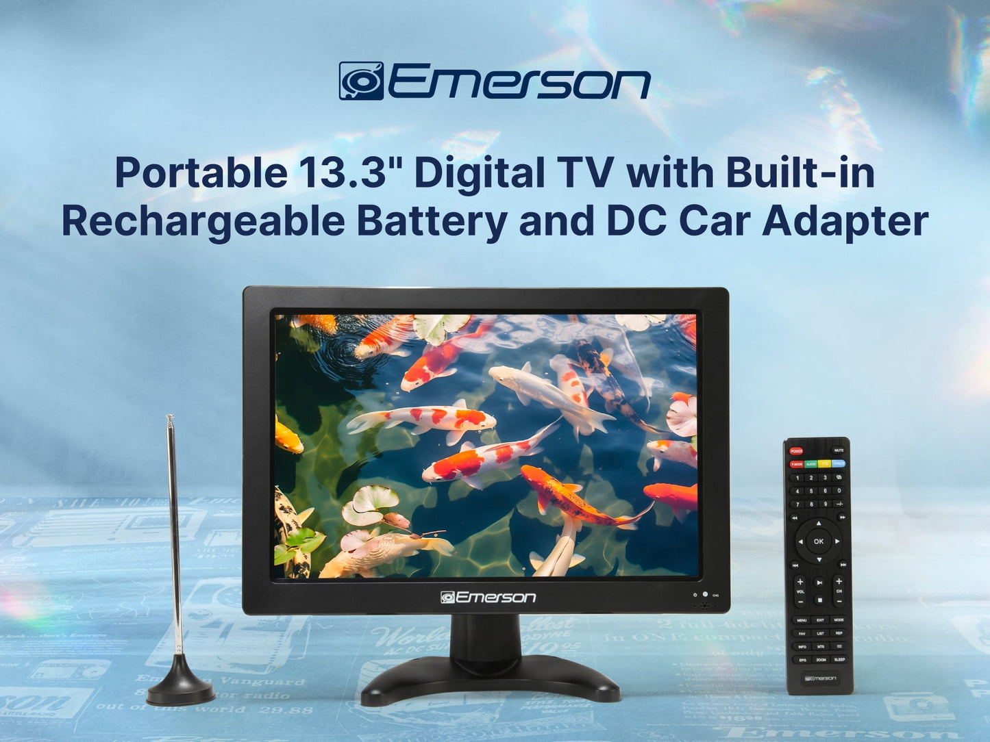 Emerson ET-1300 Portable 13.3” Digital TV with Built-in Rechargeable