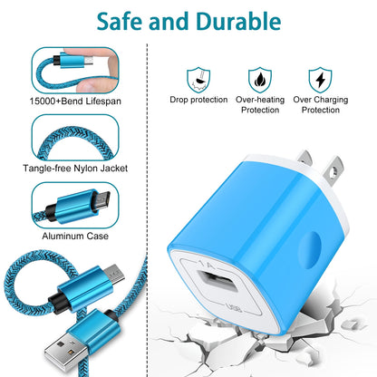 Fast Charger USB Wall Charger with USB-A to Micro Cable 6FT Fast Charg