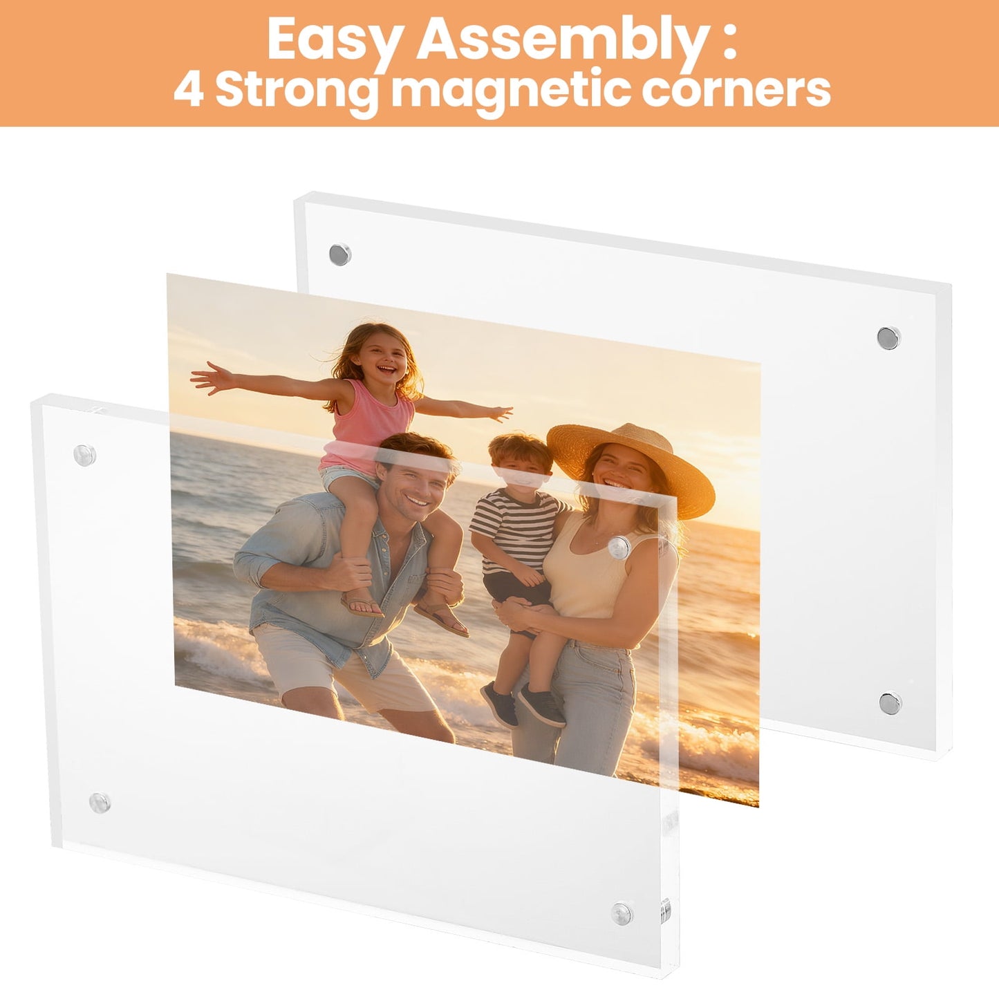 Sindcom 4x6 Acrylic Frames 3 Pack, Frameless Clear Picture Frames, Dou