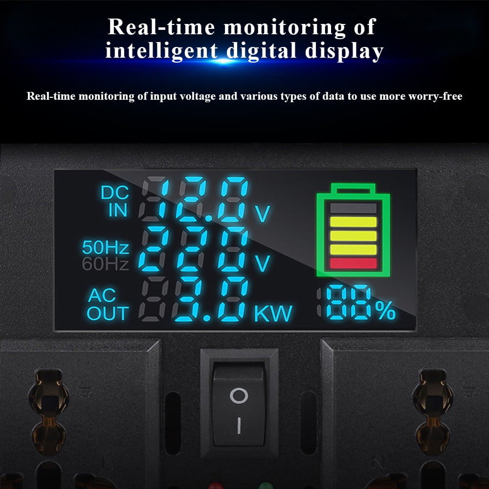 DFITO Power Inverter, 12V, 8000W Continuous, 16000W Surge, LCD Display