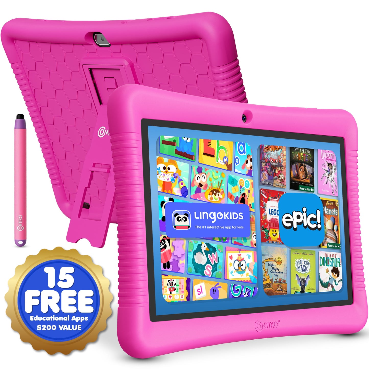 Contixo K102 Kids Tablets Bundle, Educational Tablets for Kids with Ca