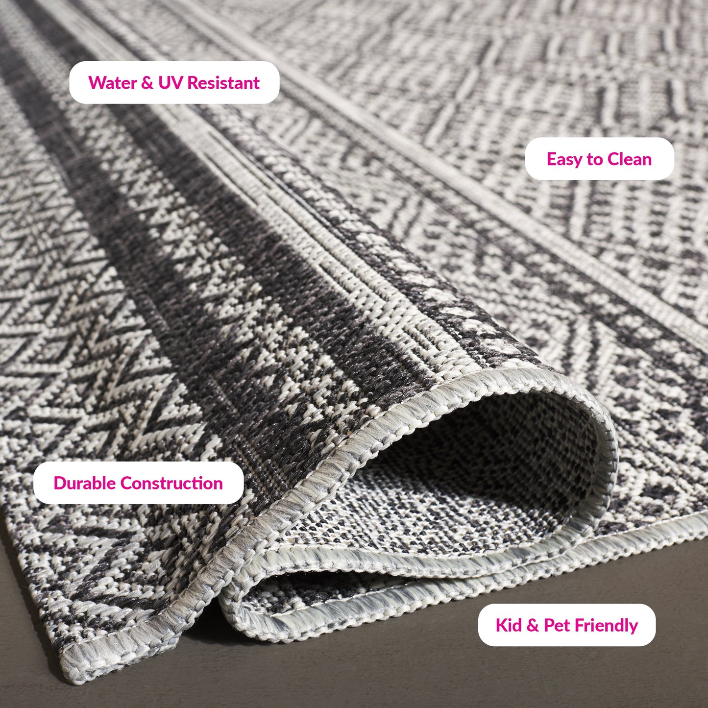 SAFAVIEH Courtyard Eric Geometric Chevron Indoor/Outdoor Area Rug, 5'3