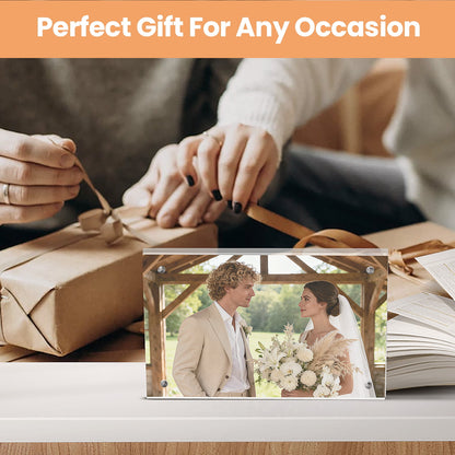 Sindcom 4x6 Acrylic Frames 3 Pack, Frameless Clear Picture Frames, Dou