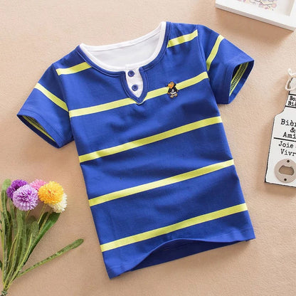 Boys Shirt Short Sleeve Comfort Apparel Kids Summer Clothes,Blue,2-3 Y