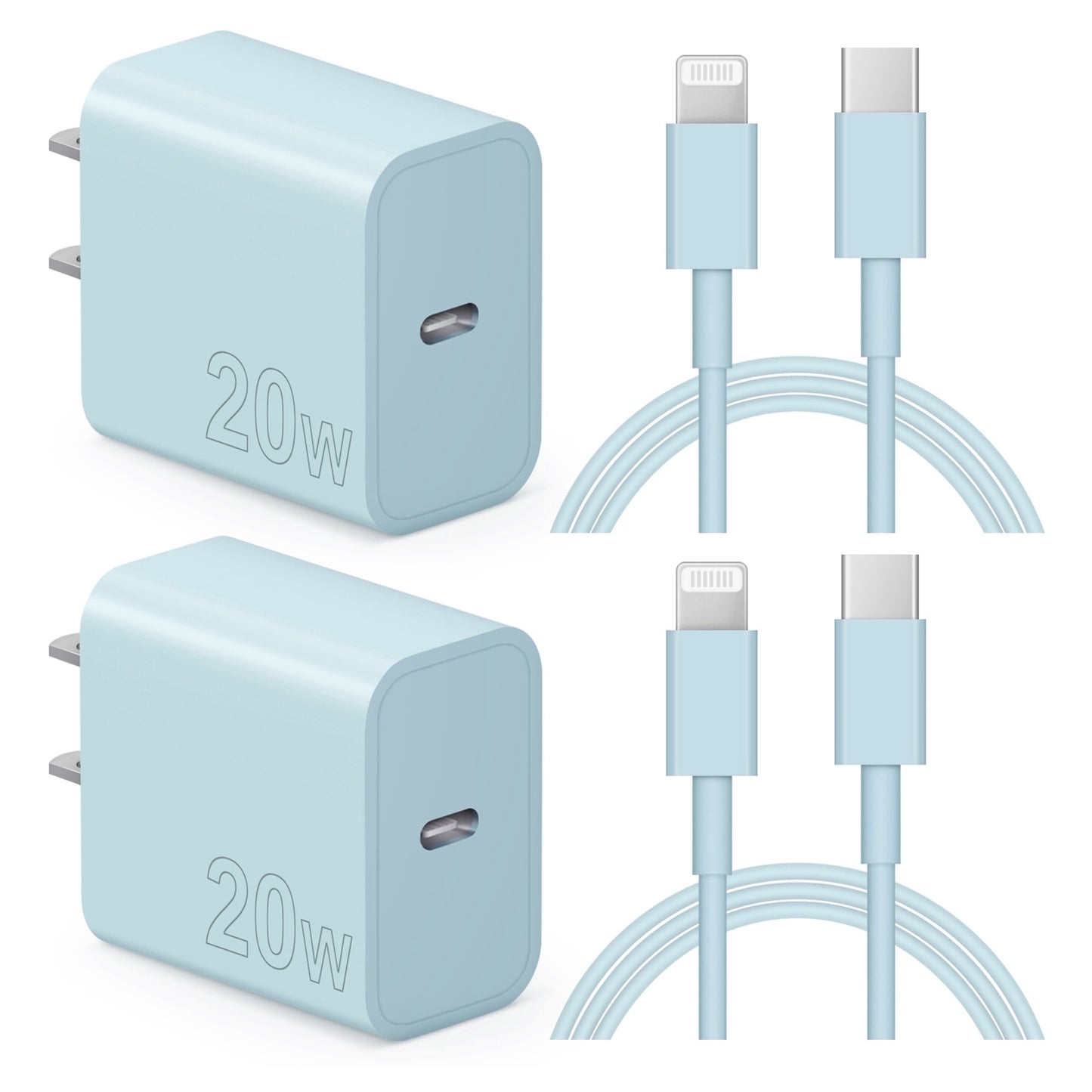 Coreykin 20W USB C Wall Charger-2 Pack Super Fast Charger with 6FT Cab