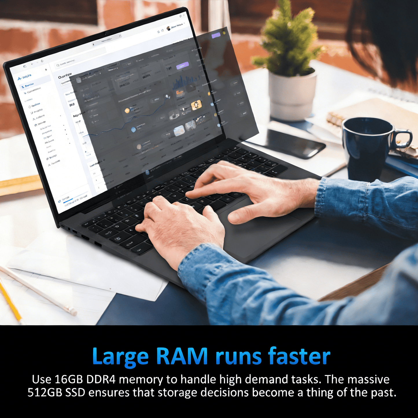 KurieTim 16" Laptop Computer, 16GB RAM 512GB SSD AMD Ryzen 5 3500U wit