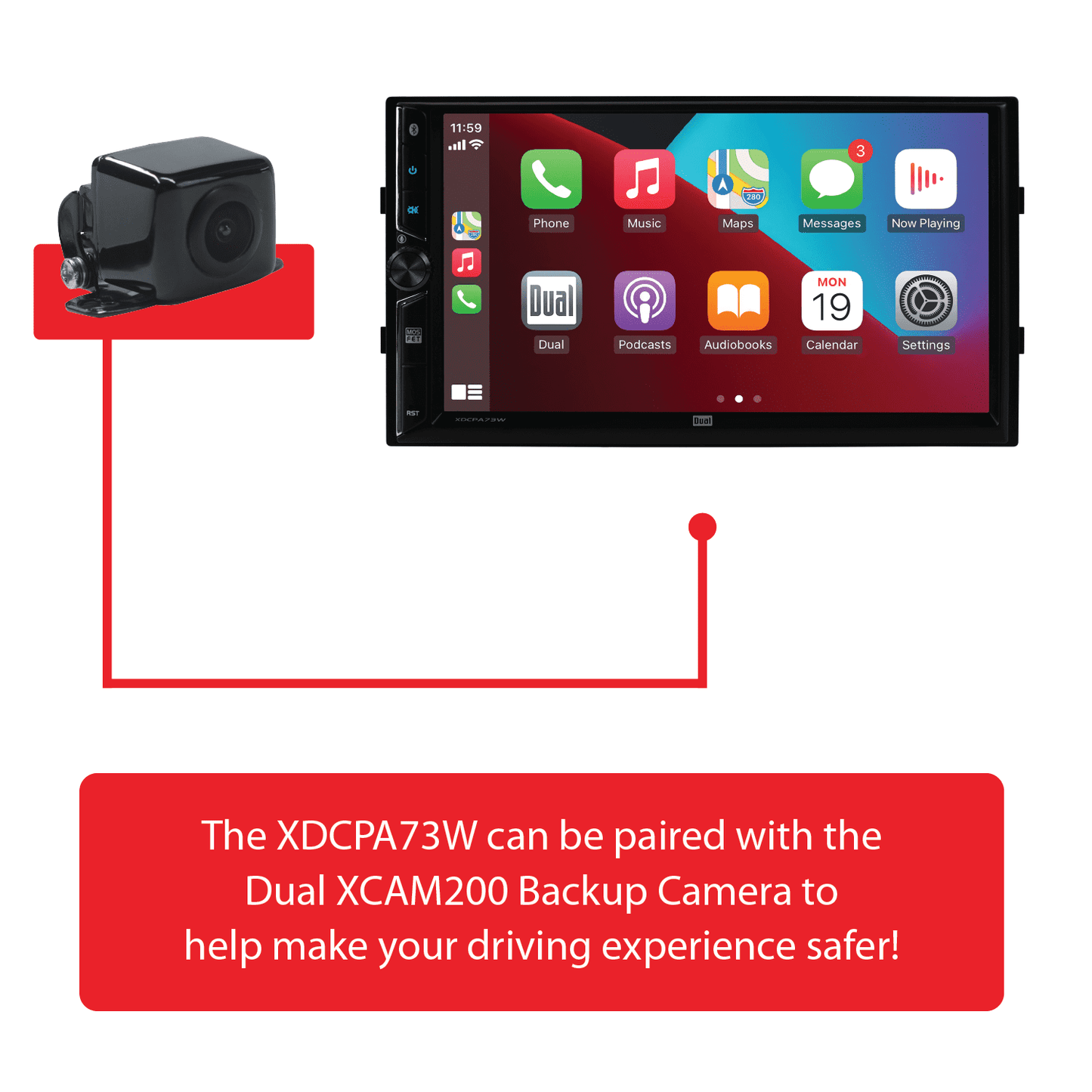 Dual Electronics 7" Touchscreen Car Stereo Receiver with Wireless Appl