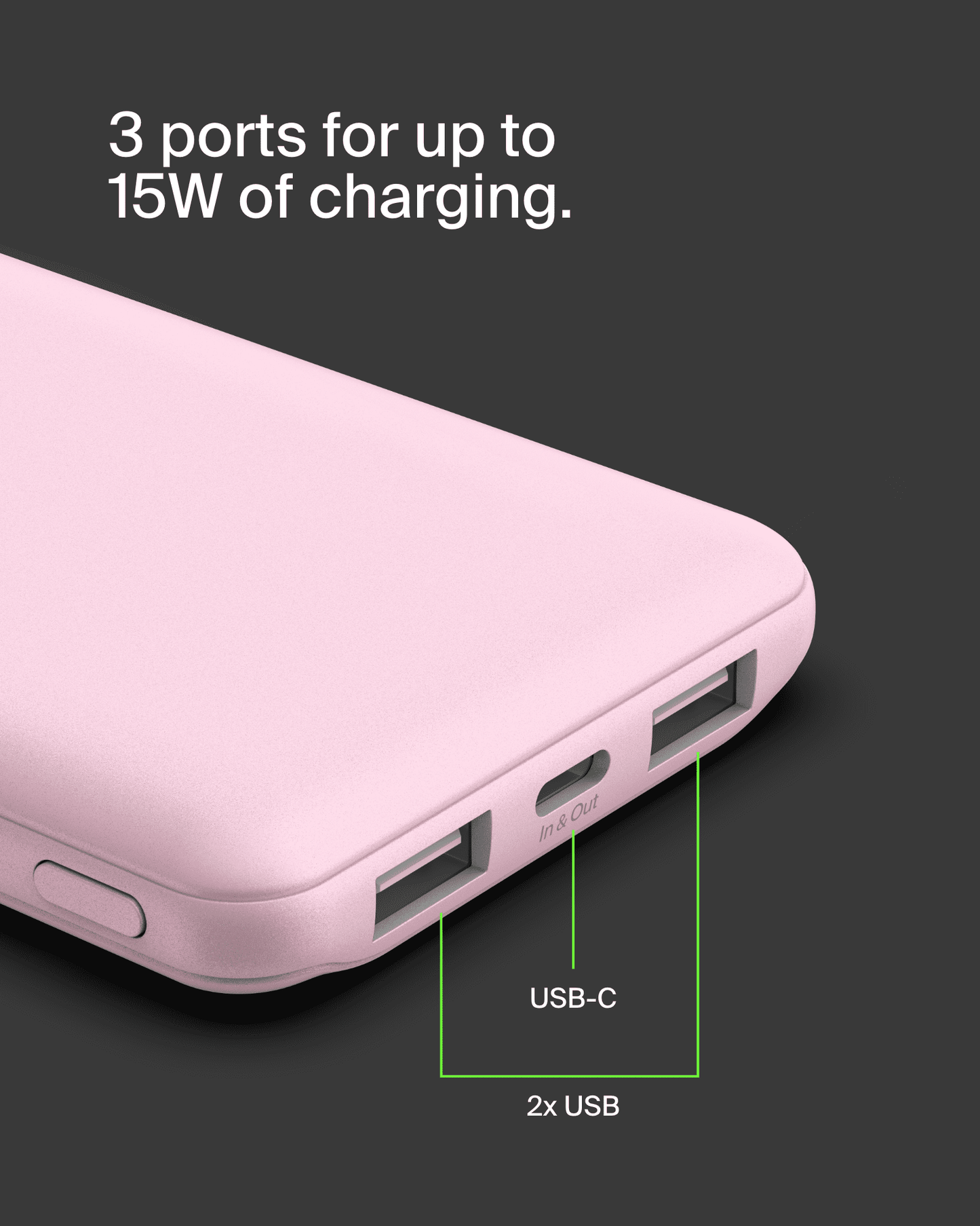 Belkin Portable Charger, USB-C Power Bank 10,000mAh w/ 1xUSB-C and 2xU