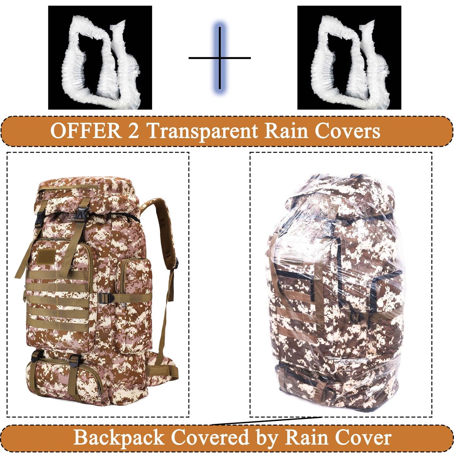 80L Travel Hiking Camping Backpack with Rain Cover,Hiking Daypack for