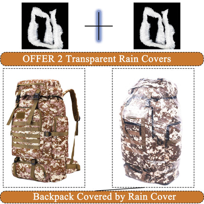 80L Travel Hiking Camping Backpack with Rain Cover,Hiking Daypack for