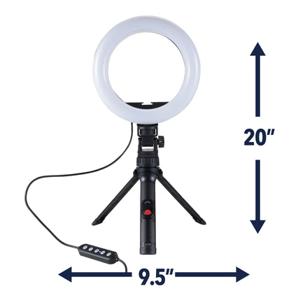 onn LED RGB Ring Light with Tripod Stand, Adjustable Height, Phone Hol