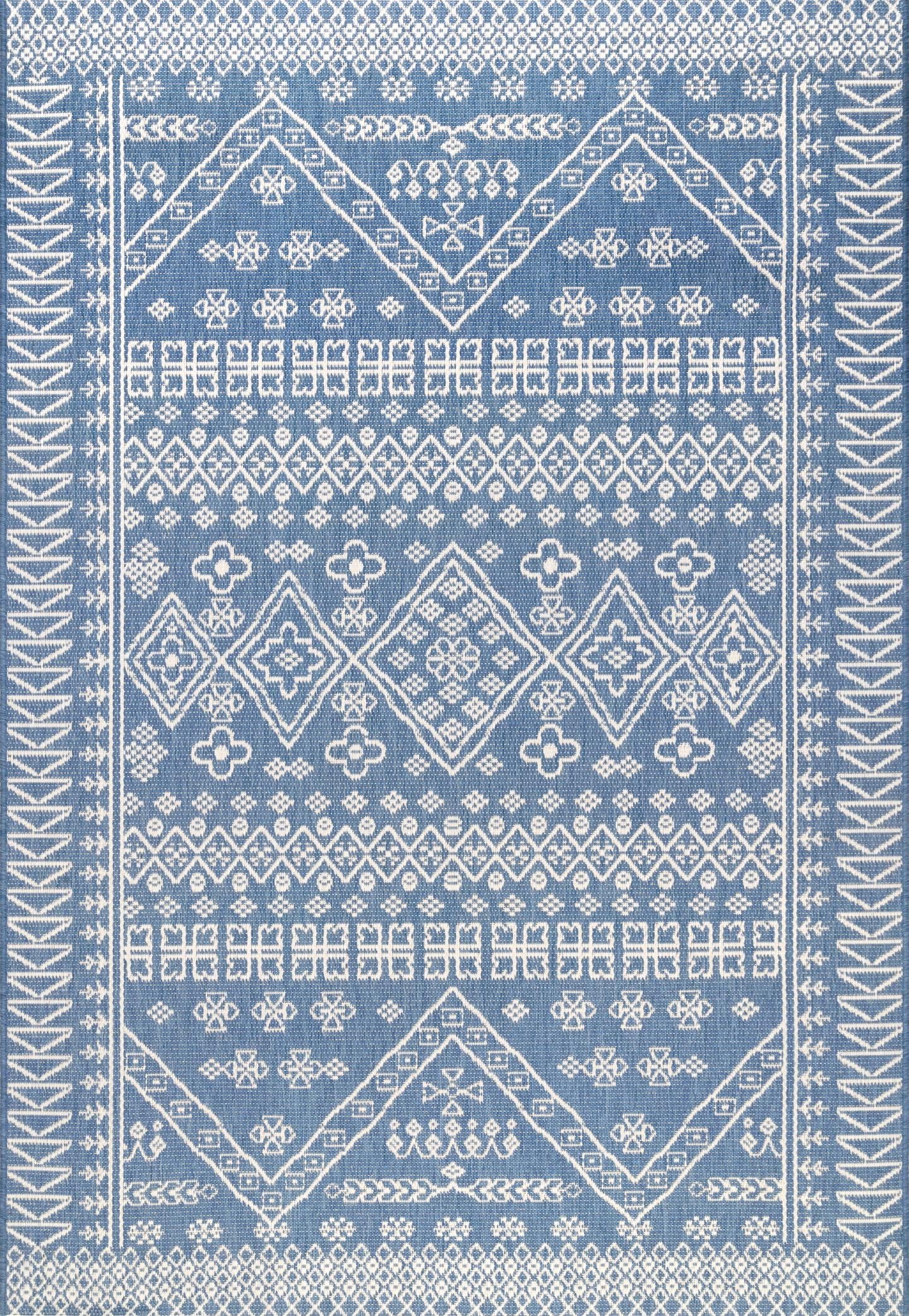 nuLOOM Kandace Tribal Indoor/Outdoor Runner Rug, 2' x 10', Blue