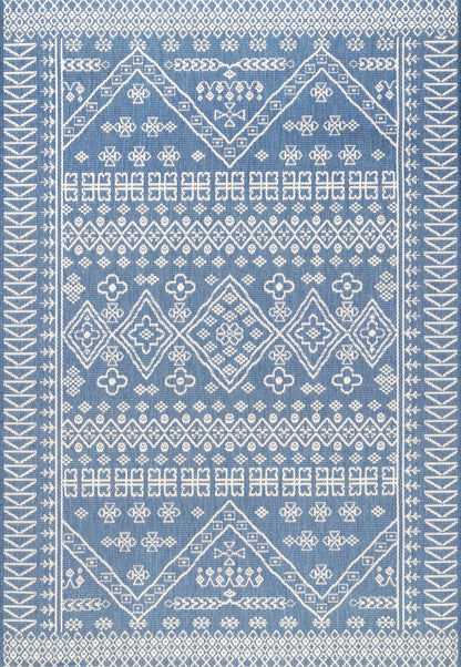 nuLOOM Kandace Tribal Indoor/Outdoor Runner Rug, 2' x 10', Blue