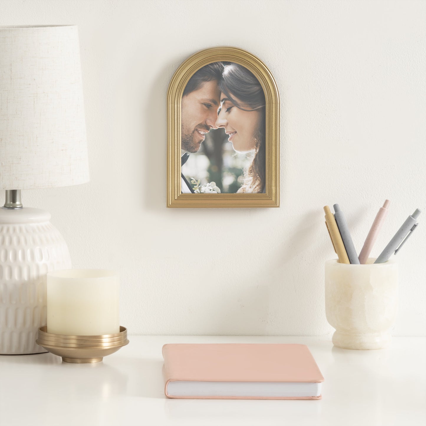 (3 pack) DesignOvation 4x6 Arch Gold Decorative Tabletop Picture Frame