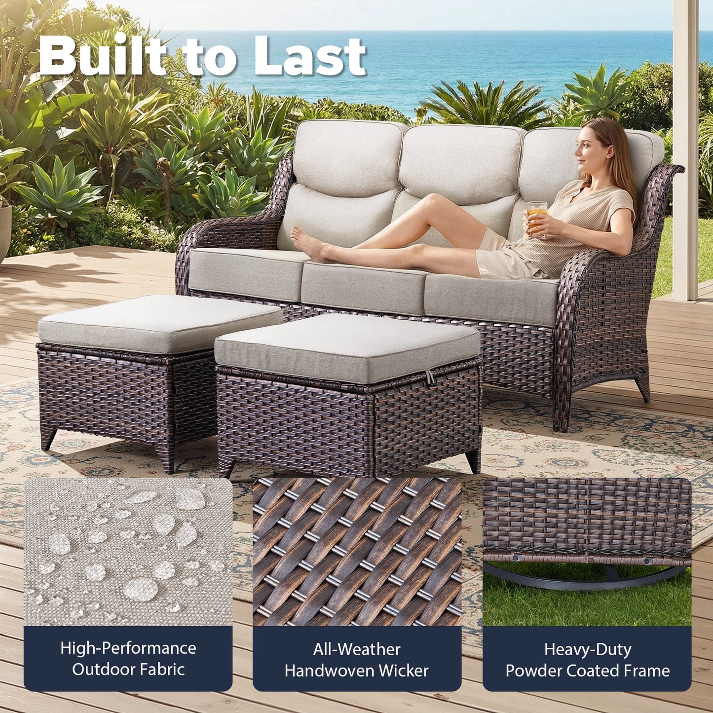 Bellefurn Outdoor Swivel Rocker Patio Chairs with Side Table,Patio Swi