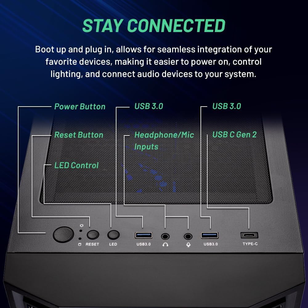 Skytech Shadow Gaming PC Desktop AMD Ryzen 5 5500 NVIDIA GeForce RTX 3
