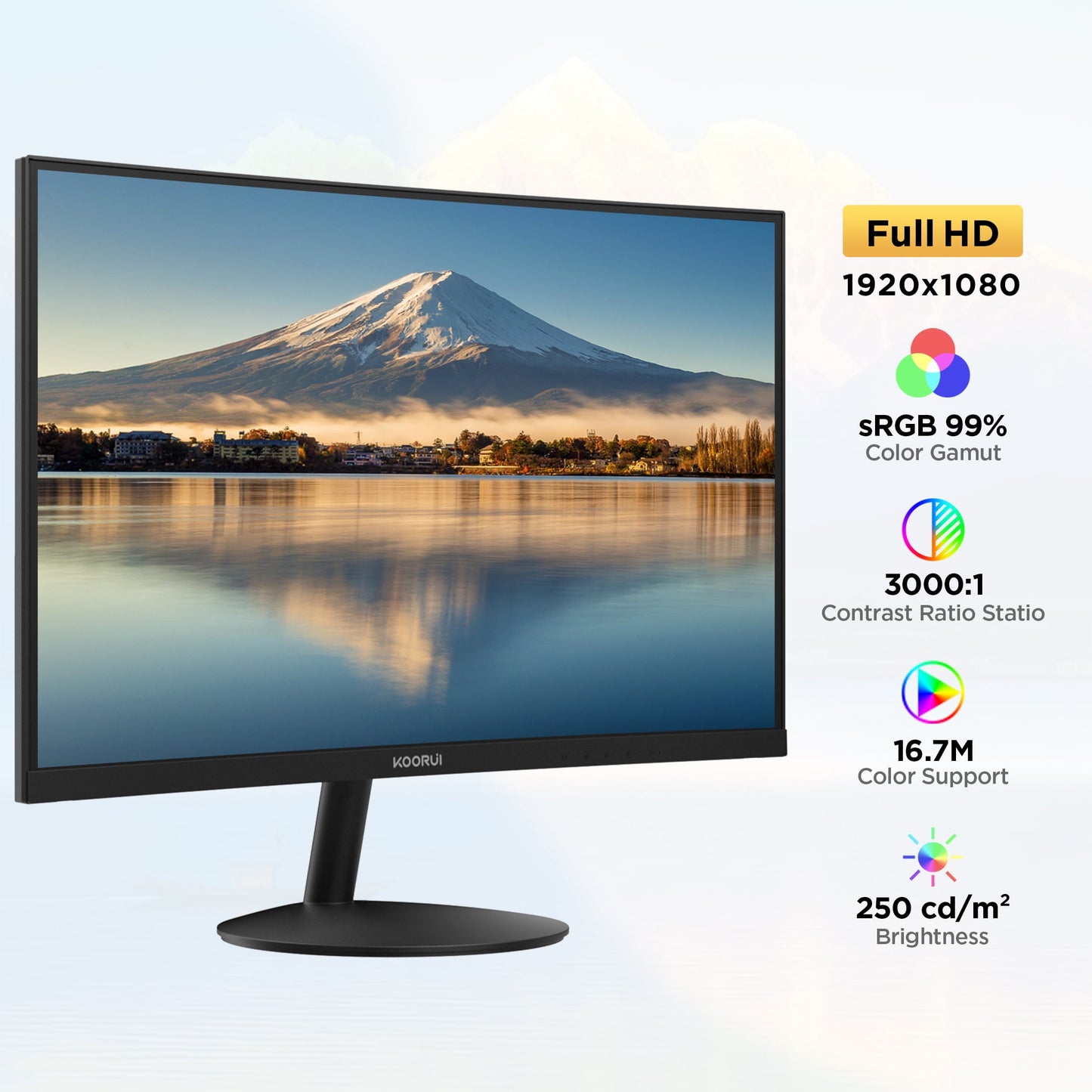 KOORUI 24" 100Hz Curved Computer Monitor, FHD 1080P 1500R PC Monitors,