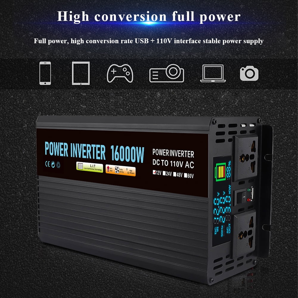 DFITO Power Inverter, 12V, 8000W Continuous, 16000W Surge, LCD Display