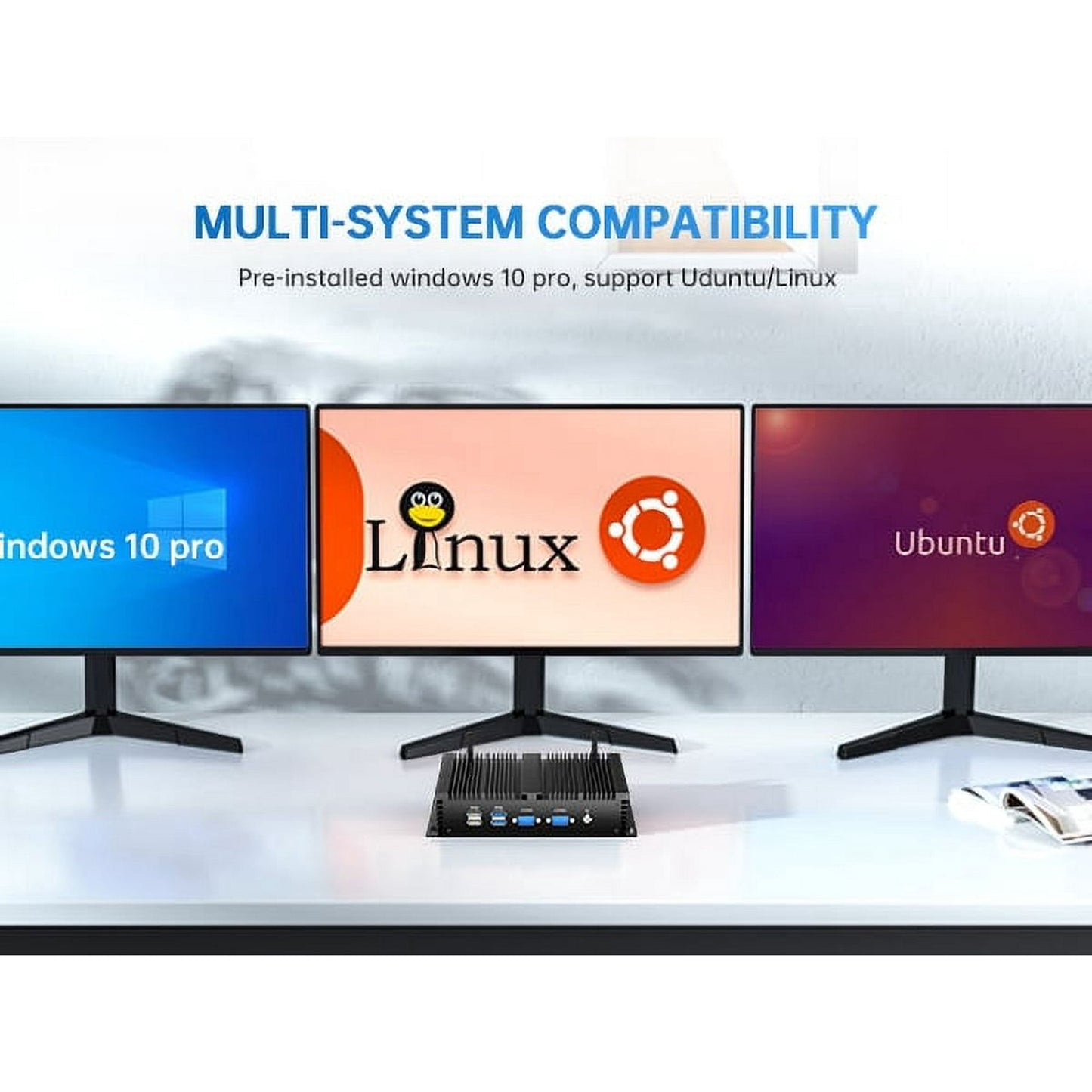 Industrial Mini PC, Kinupute Fanless Desktop Computer Core i5-4200U 1.