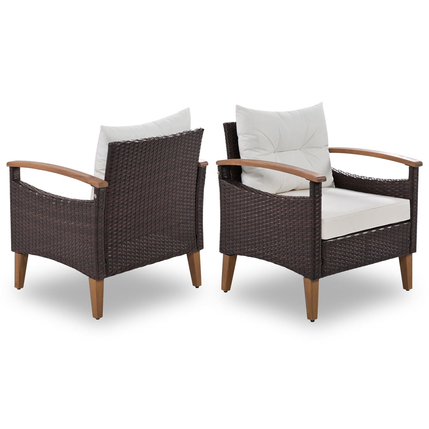 Patio Sofa Set, 4 Pieces Outdoor Sectional Furniture, All-Weather PE R