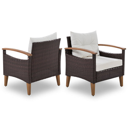 Patio Sofa Set, 4 Pieces Outdoor Sectional Furniture, All-Weather PE R