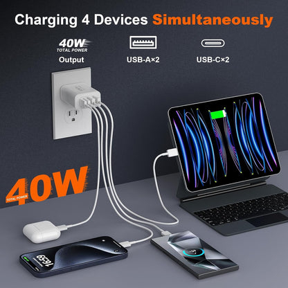 for iPhone 17 16 Charger,2Pack 10FT USB C to C Woven Cable Cord 40W US