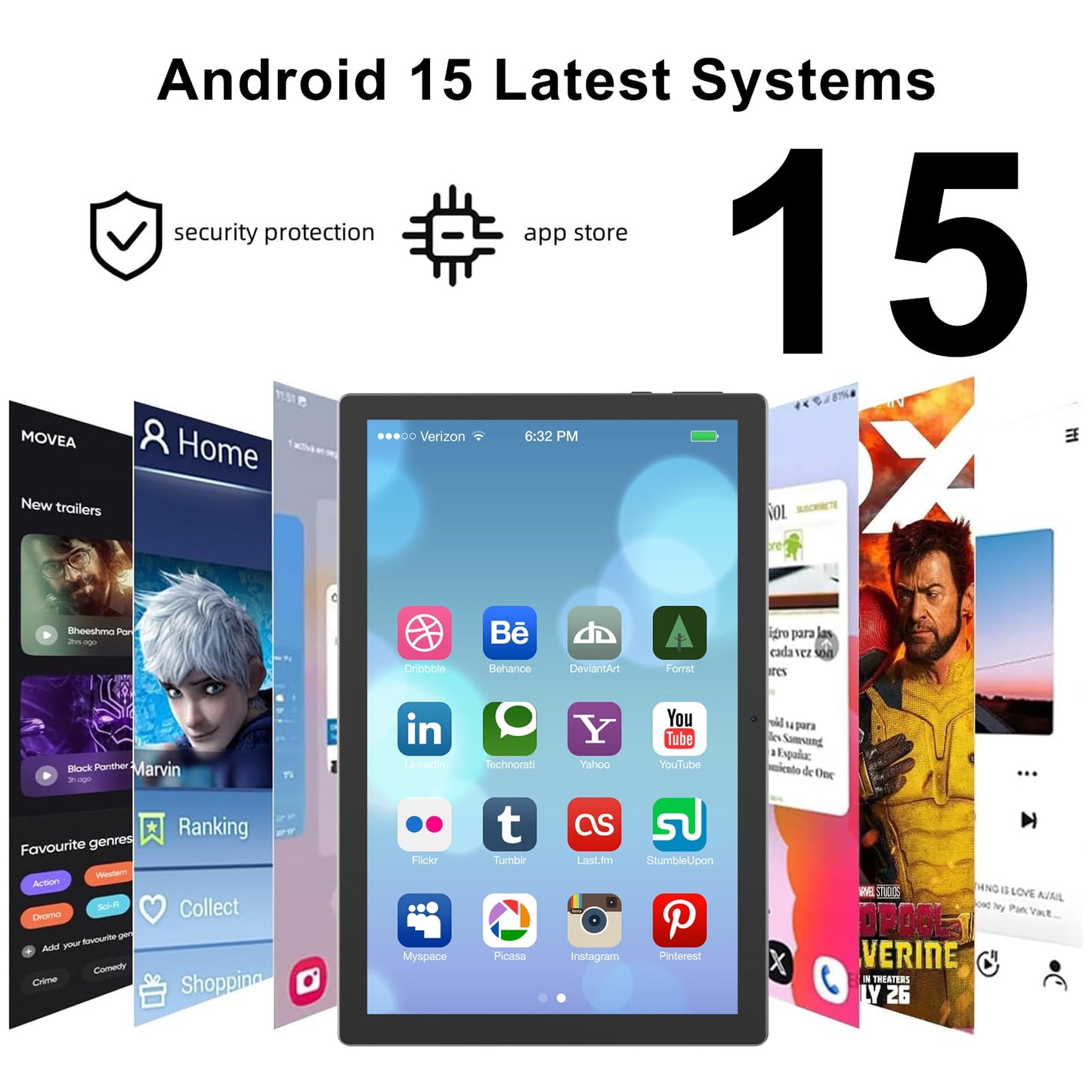 Android 15 Tablet 10 inch Tablets with Case, 12GB RAM + 64GB ROM (Expa