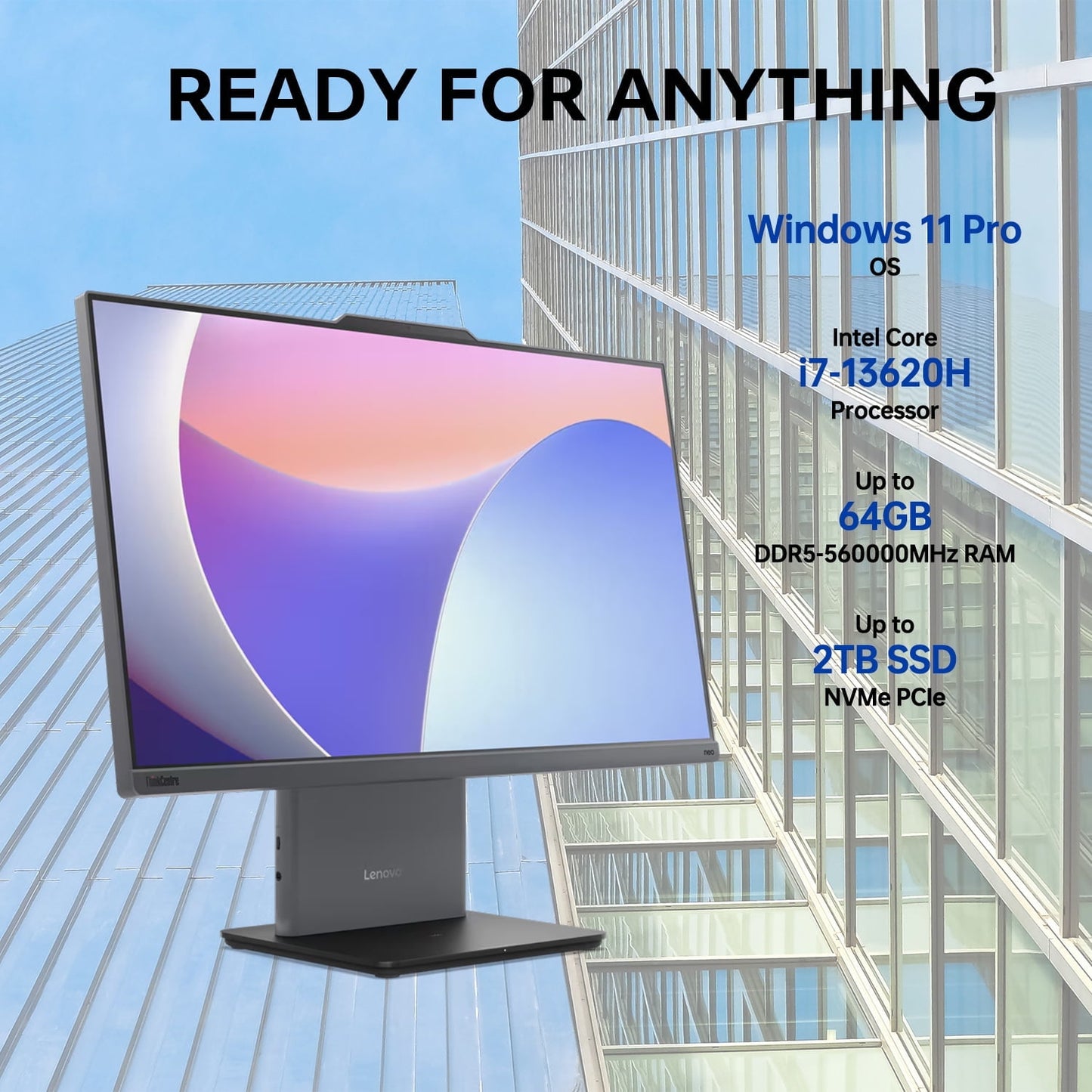Lenovo Thinkcentre M90a All-in-One Desktop, 23.8” FHD Display, Intel