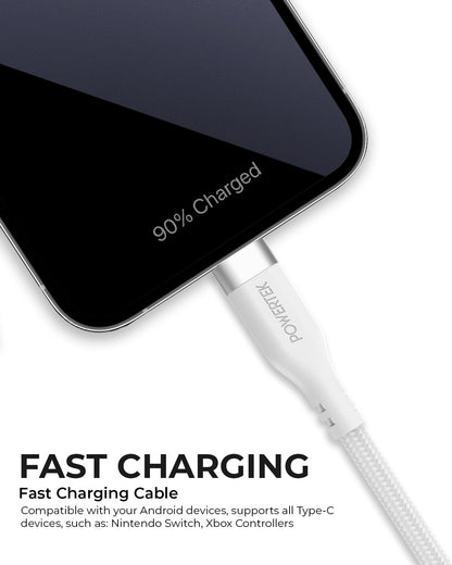 Liquipel Powertek Type-C Fast Charger Cable, 6ft USB-C for Galaxy, Not