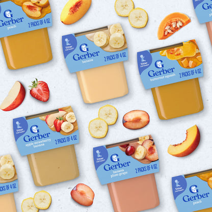 Gerber Stage 2 Baby Food, Apple Strawberry Banana Puree Tubs, Baby Pur