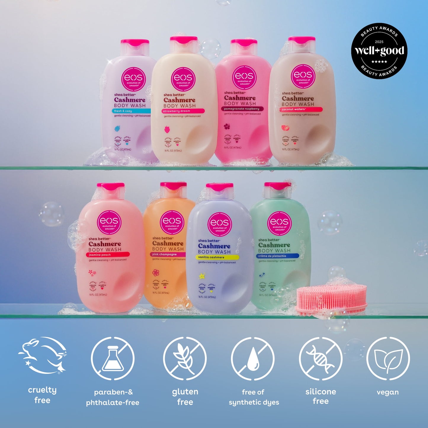 eos Shea Better Cashmere Body Wash, Pink Champagne, Creamy Gel Formula
