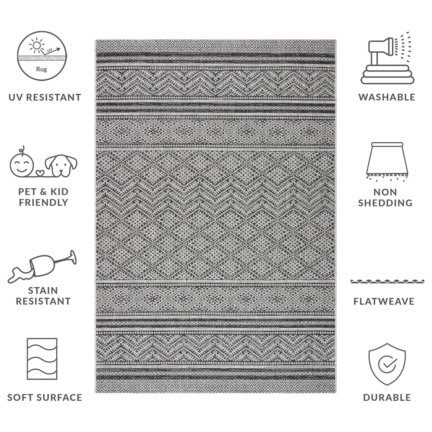 SAFAVIEH Courtyard Eric Geometric Chevron Indoor/Outdoor Area Rug, 5'3