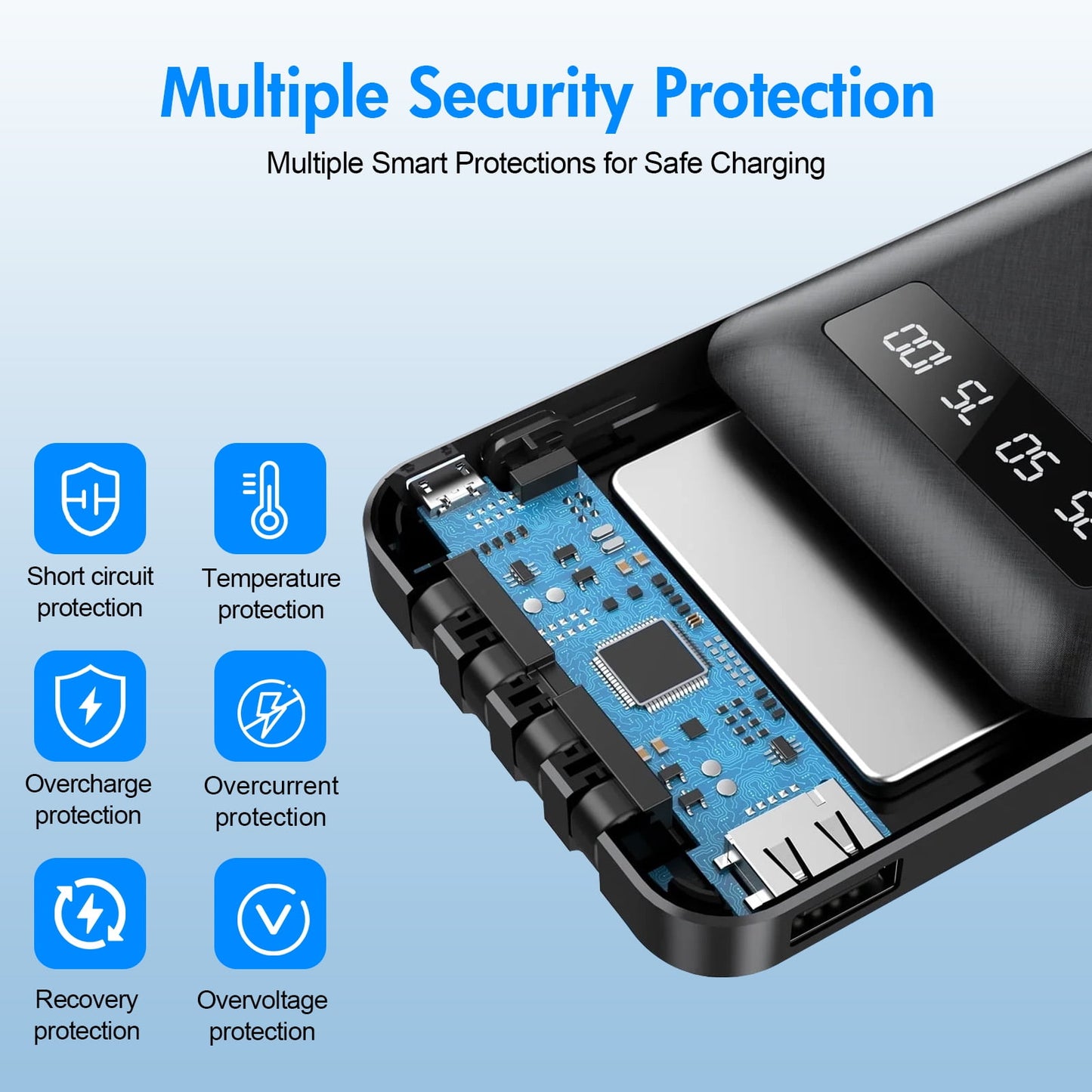 20000mAh Power Bank Portable Fast Charger with 4 Cables, Compatible wi