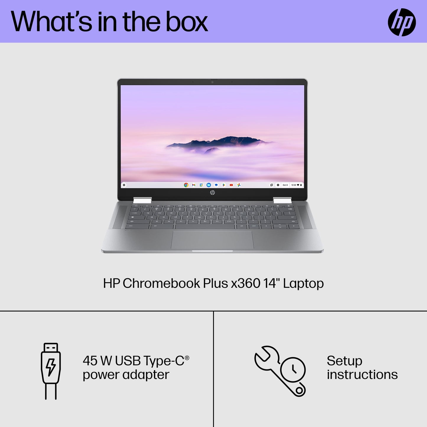 HP 14 inch x360 FHD Touch Chromebook Plus Laptop with Google AI Intel