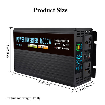 DFITO Power Inverter, 12V, 8000W Continuous, 16000W Surge, LCD Display