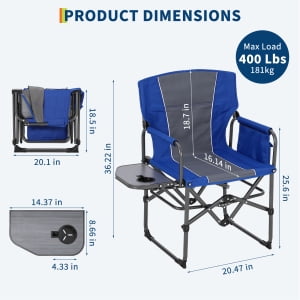 Danolapsi Oversized Folding Director Camping Chair,Heavy Duty Portable