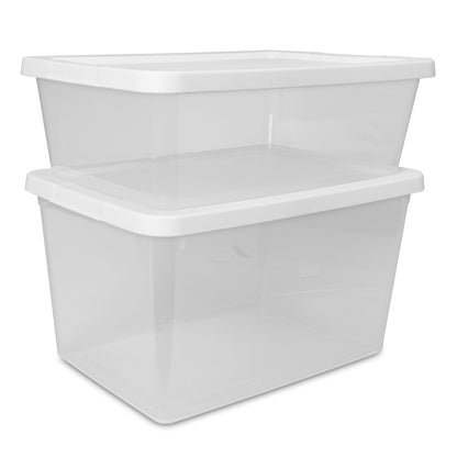 Sterilite Set of (4) 12 Quart Storage Bins, Clear Plastic Storage Bin