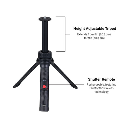 onn LED RGB Ring Light with Tripod Stand, Adjustable Height, Phone Hol