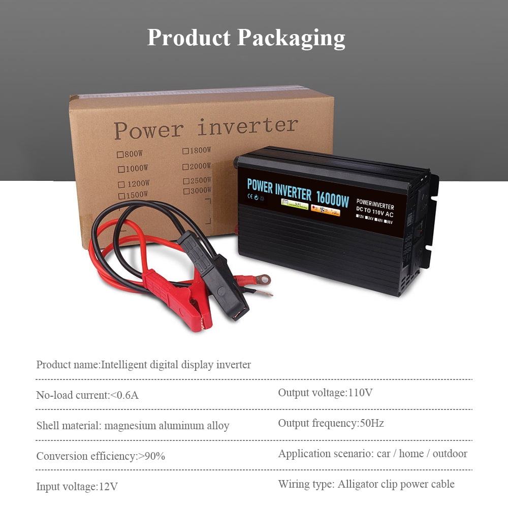 DFITO Power Inverter, 12V, 8000W Continuous, 16000W Surge, LCD Display