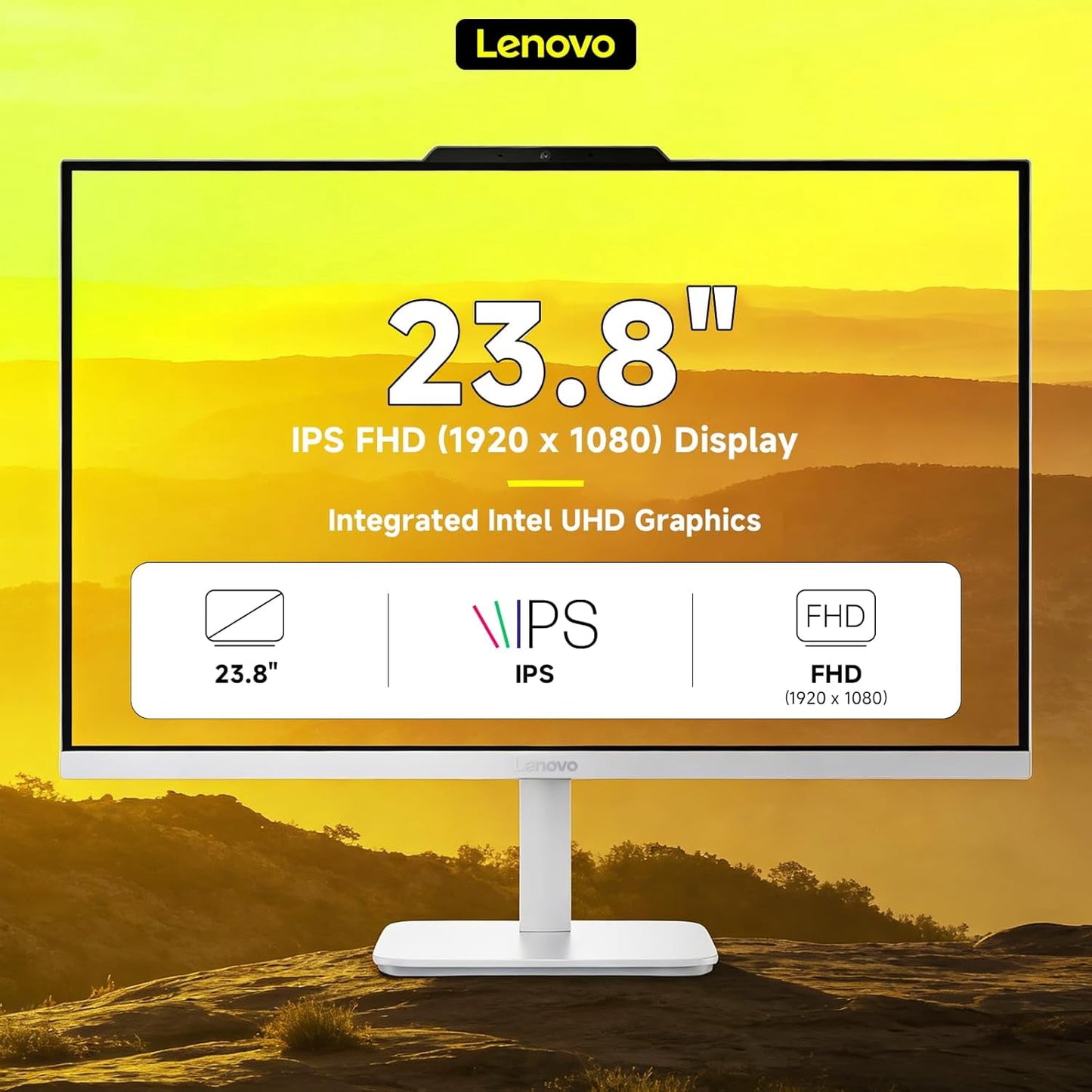 Lenovo All in One Desktop Computer, 23.8" IPS FHD Display, Intel N100