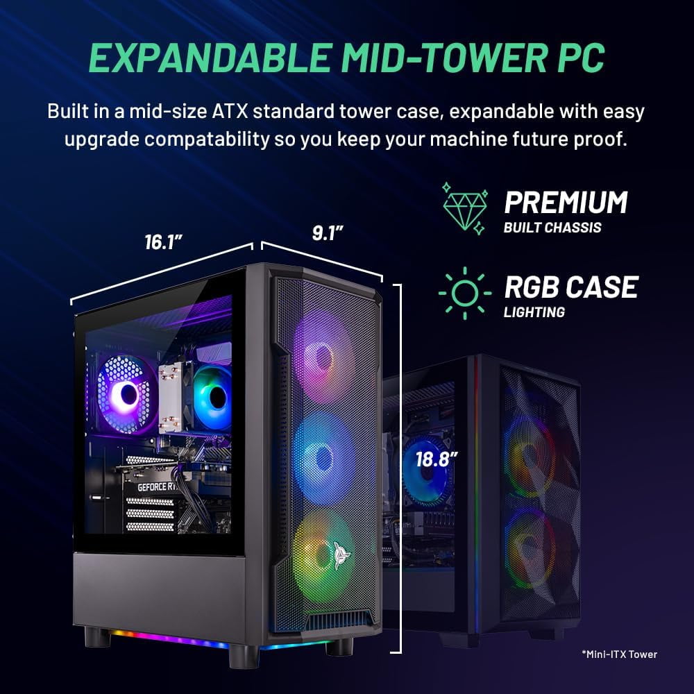 Skytech Shadow Gaming PC Desktop AMD Ryzen 5 5500 NVIDIA GeForce RTX 3
