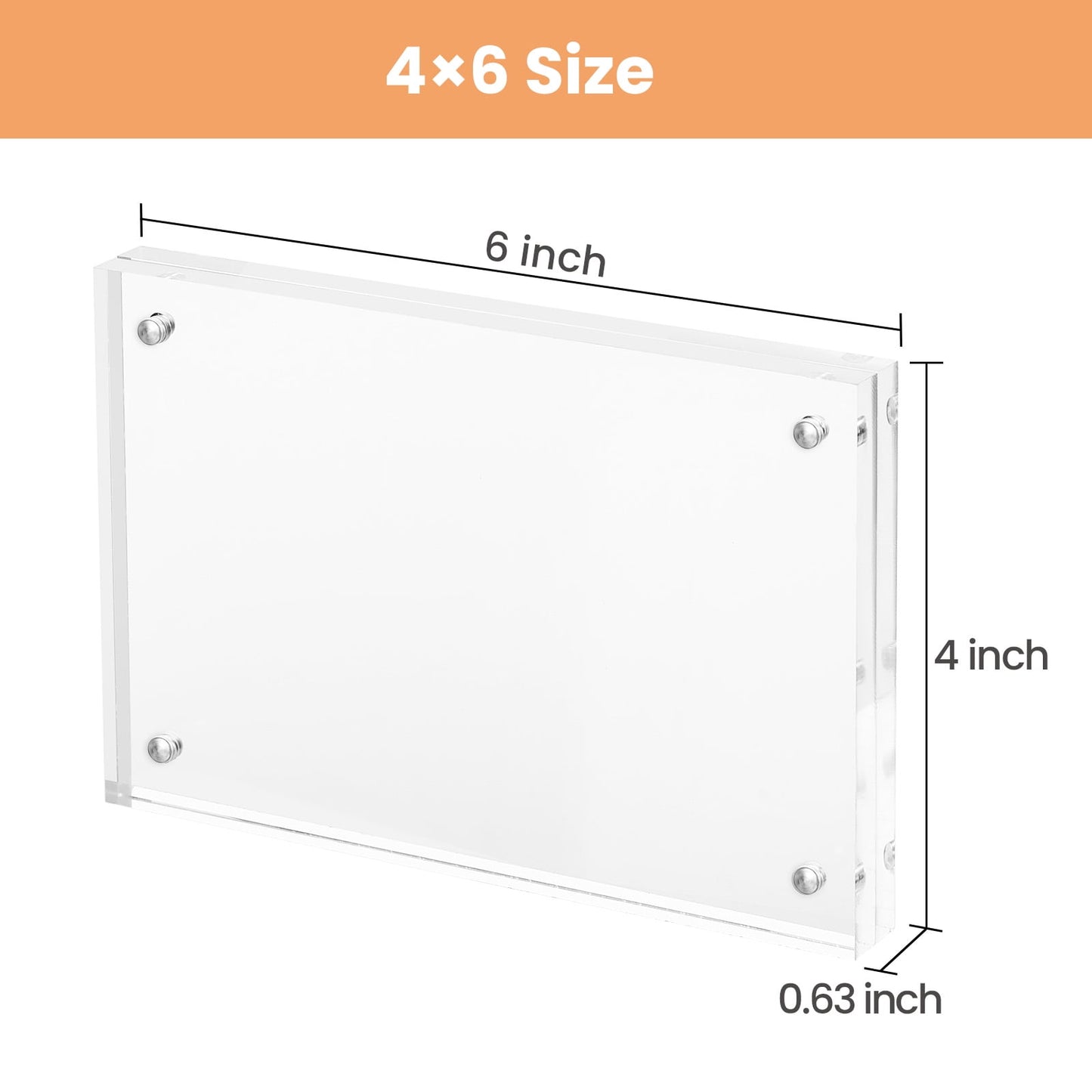 Sindcom 4x6 Acrylic Frames 3 Pack, Frameless Clear Picture Frames, Dou