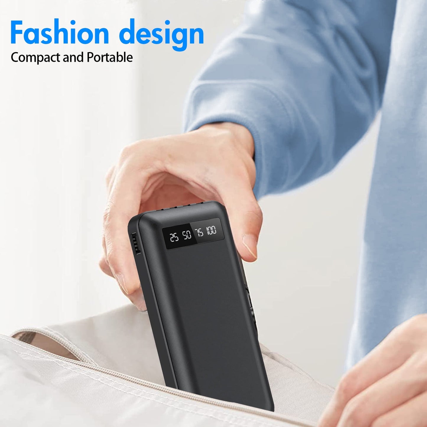 20000mAh Power Bank Portable Fast Charger with 4 Cables, Compatible wi