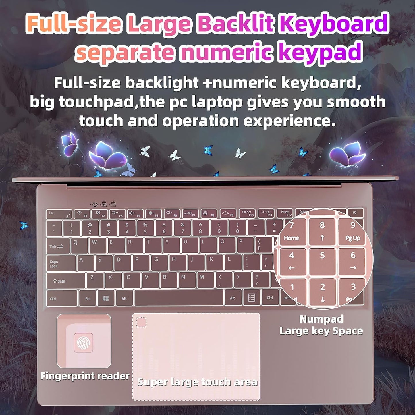 Rumtuk 16" Rose Gold Laptop, DDR4 16GB RAM, 1TB SSD, Win 11 Pro/Office