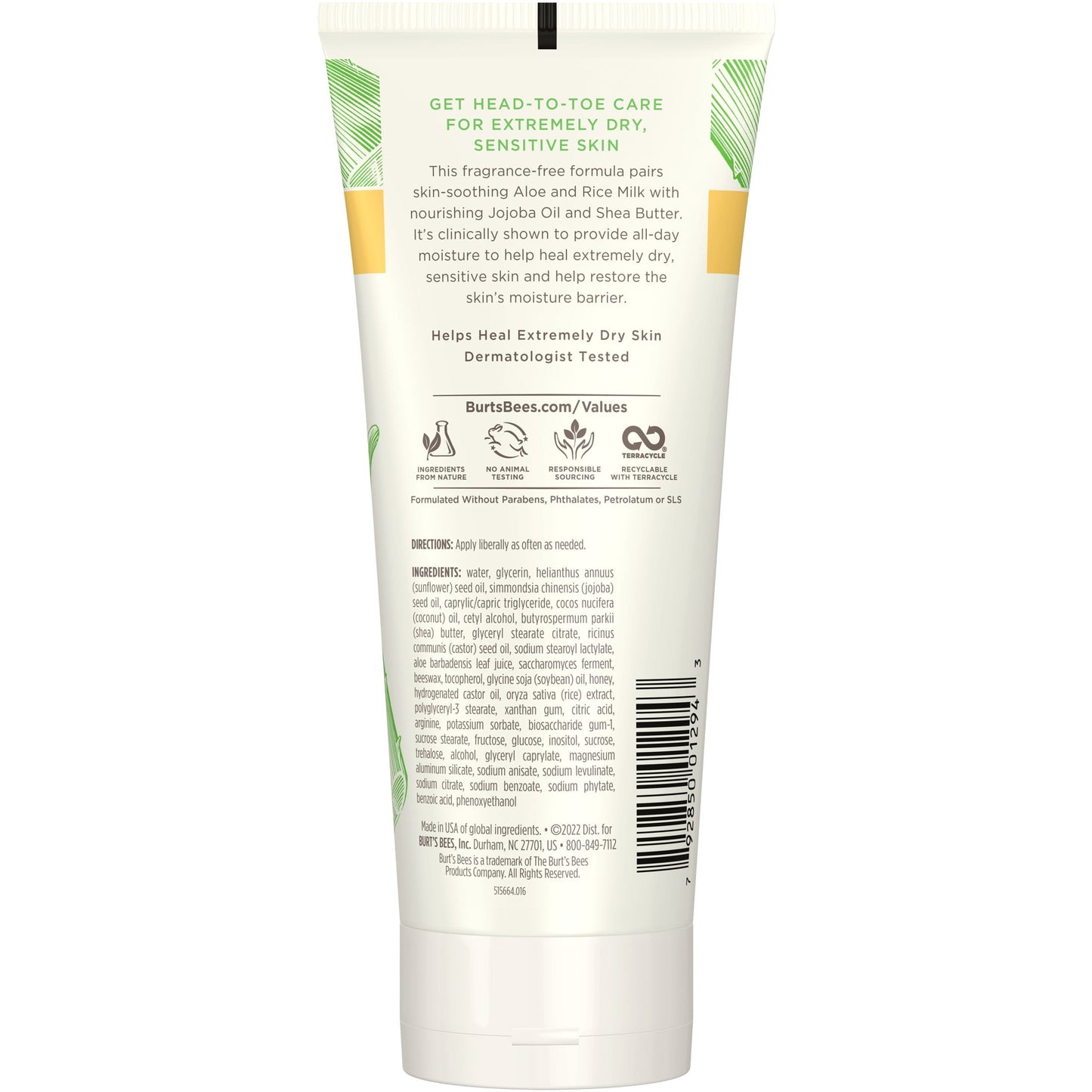 Burt's Bees Ultimate Care Sensitive Healing Body Lotion, Aloe and Vita