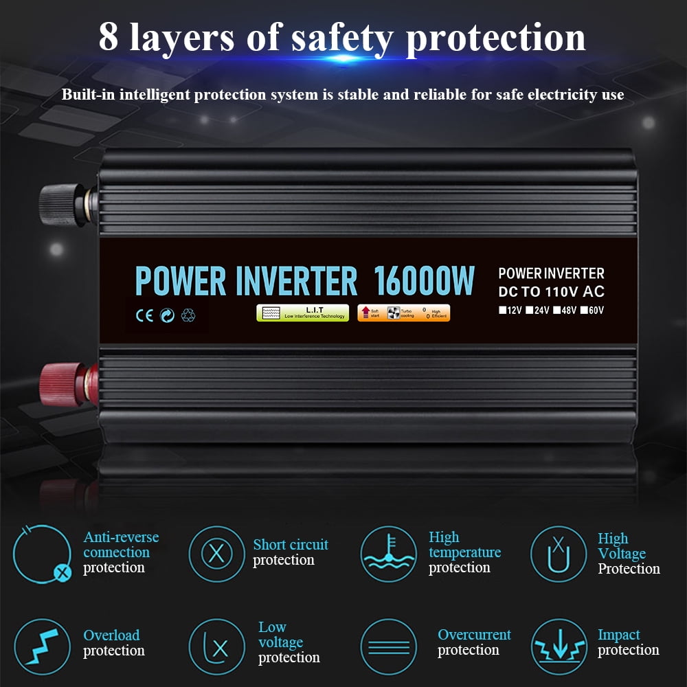 DFITO Power Inverter, 12V, 8000W Continuous, 16000W Surge, LCD Display