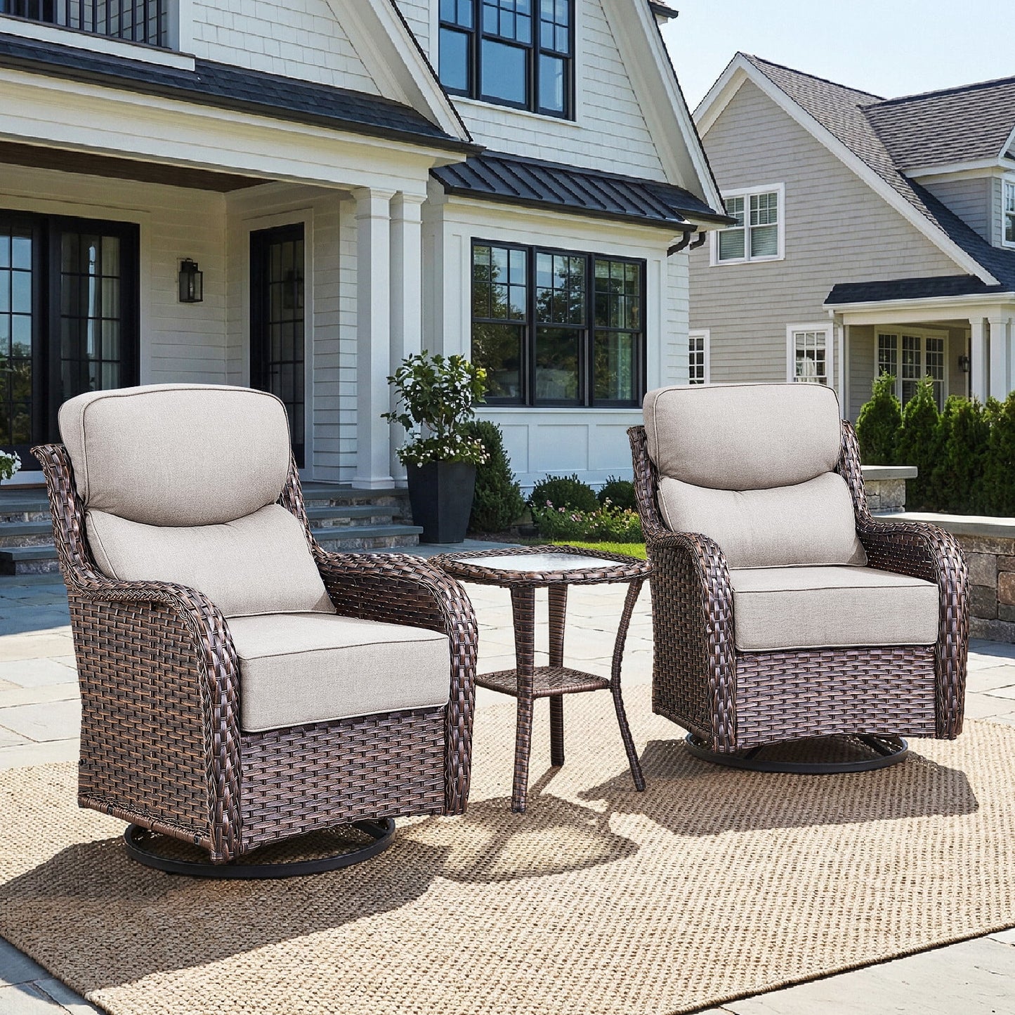 Bellefurn Outdoor Swivel Rocker Patio Chairs with Side Table,Patio Swi
