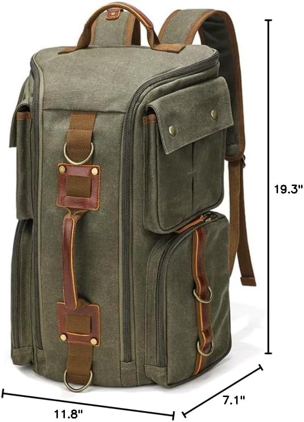 Vintage Canvas Travel Backpack, Casual Daypack for 17“ Laptop Tote S