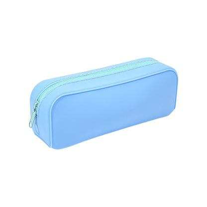 Solid Color Large Capacity Pencil Case, Fashionable Zipper Stationery