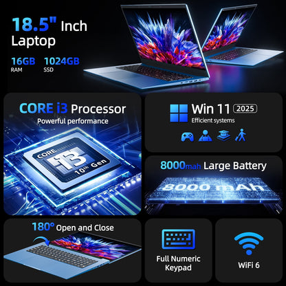 SGIN 18.5" Windows 11 Laptop 16GB DDR4 1024GB SSD Laptops Computer - 4